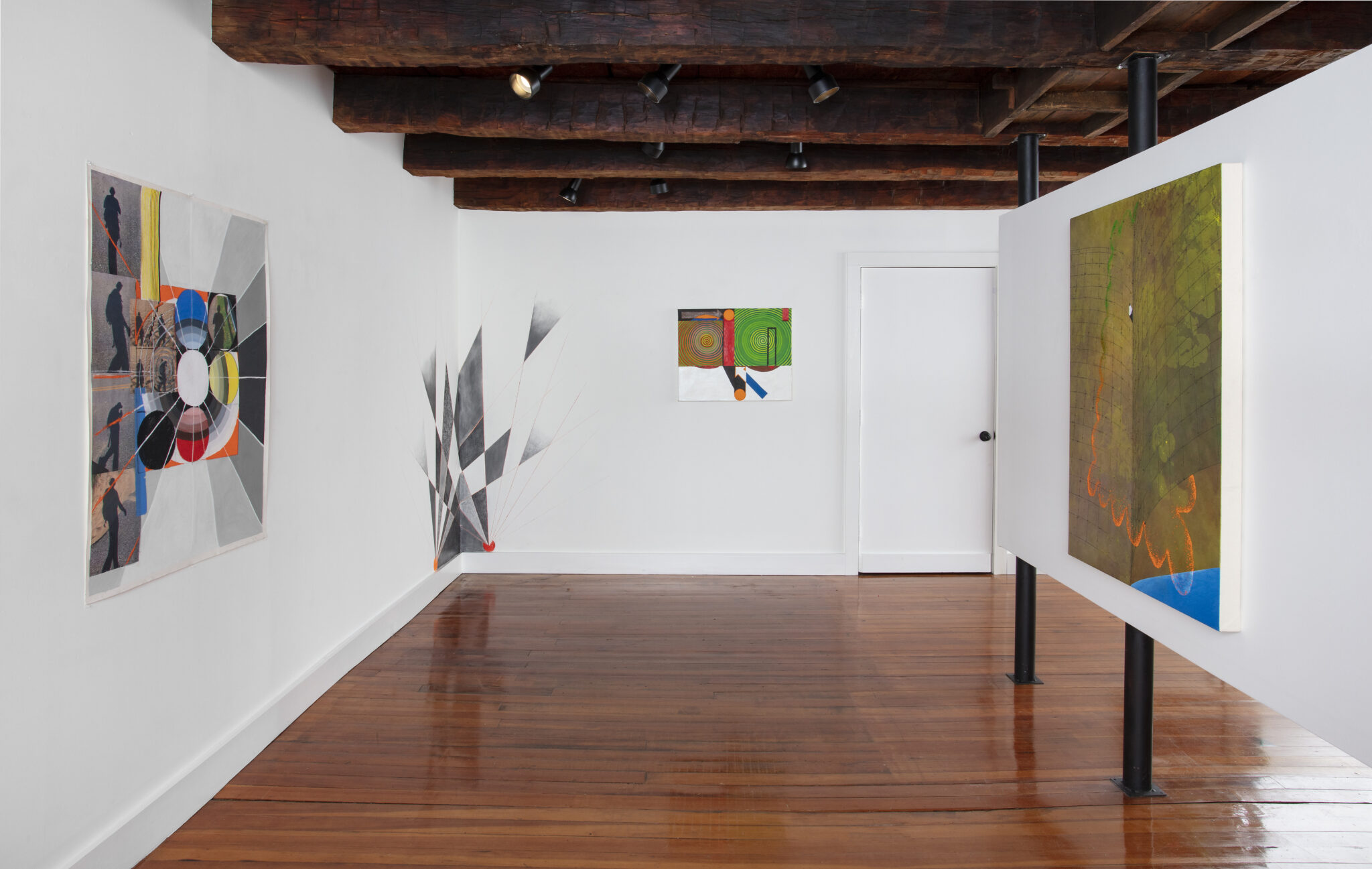 Installation view, At Finger_s End, works by Michael Cuadrado and Rina Goldfield