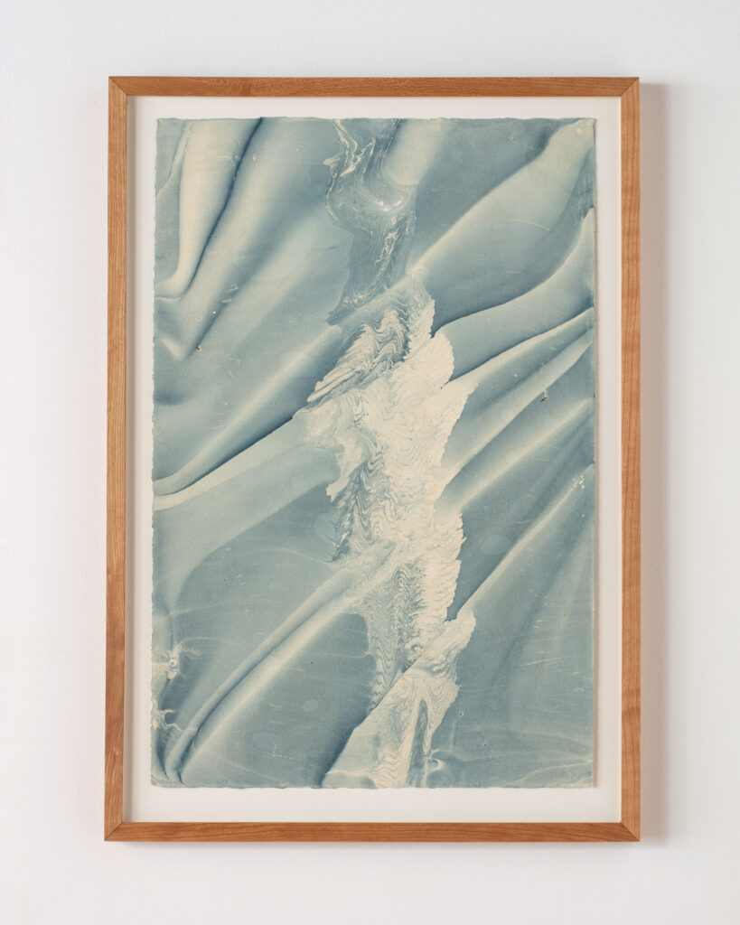 Rina Goldfield, Waves, 2023, acrylic and cellulose glue on BFK paper, 22 1/2 x 15 in. unframed, 25 1/2 x 18 in. framed.