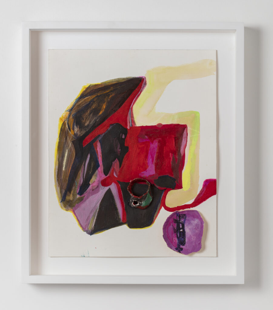 Annie Bielski, Amphitheatre, 2021, acrylic, marker, paper clay, and wax crayon on Arches cotton paper, 20 x 16 in. unframed, 25 x 21 in. framed.
