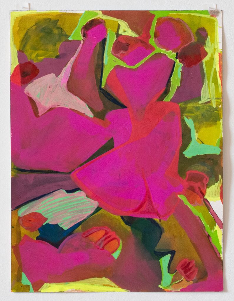 Annie Bielski, Pink Matter, 2021, acrylic and marker on Arches cotton paper, 16 x 12 in.