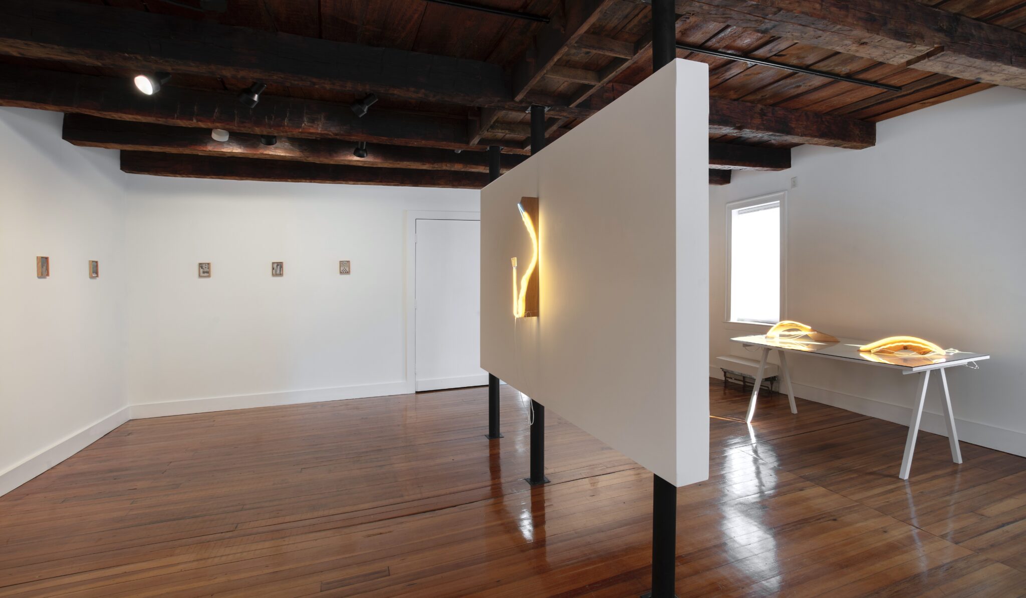 Installation view, Light Trail, works by Abby Flanagan and Mariko Makino